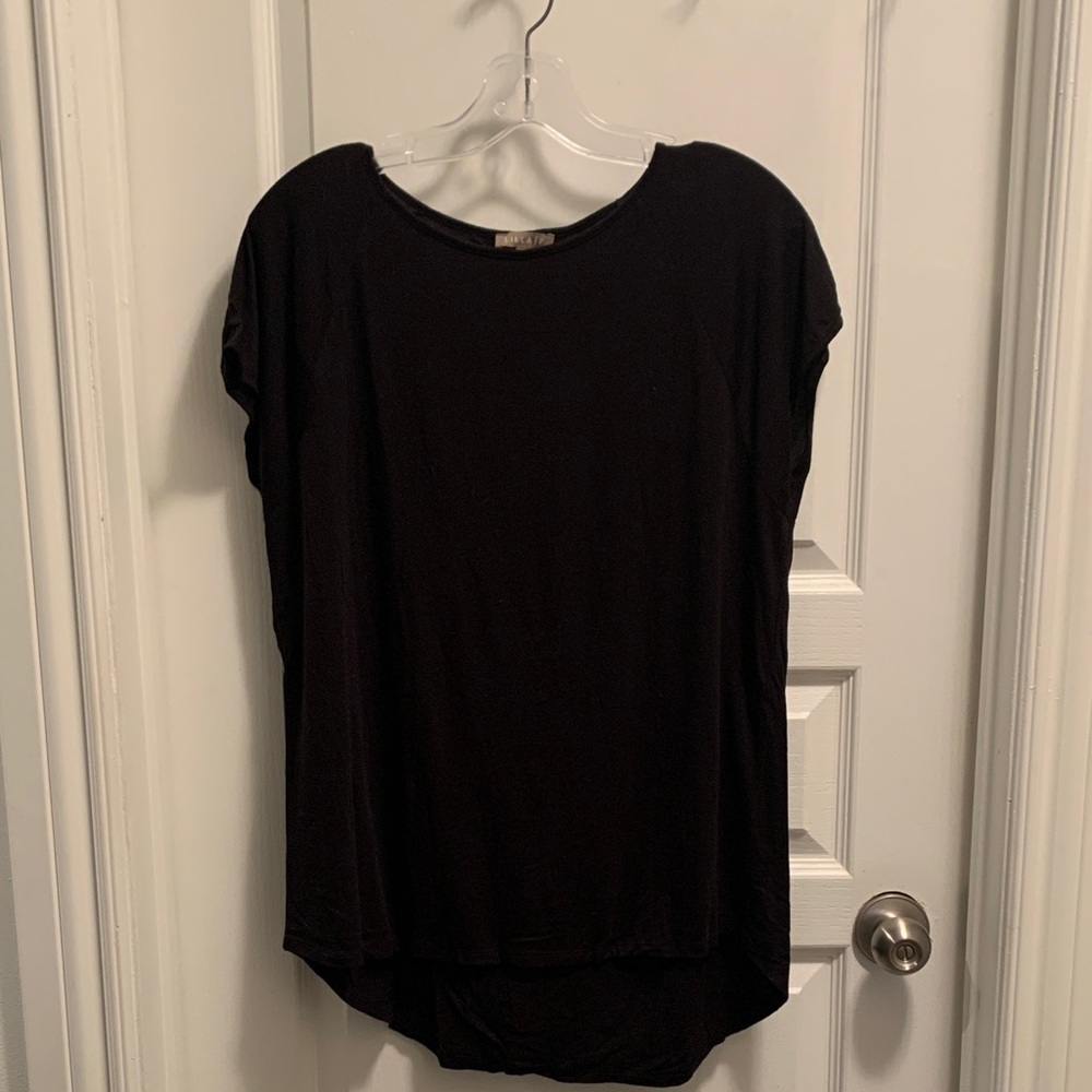 Lilla P Drape Tee in Black